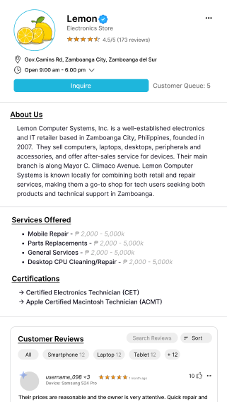 PixelPatch repair shops list mockup